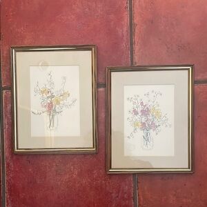 Mary Lou Goertzen Vintage Botanical Art Prints in‎ Gold Frames